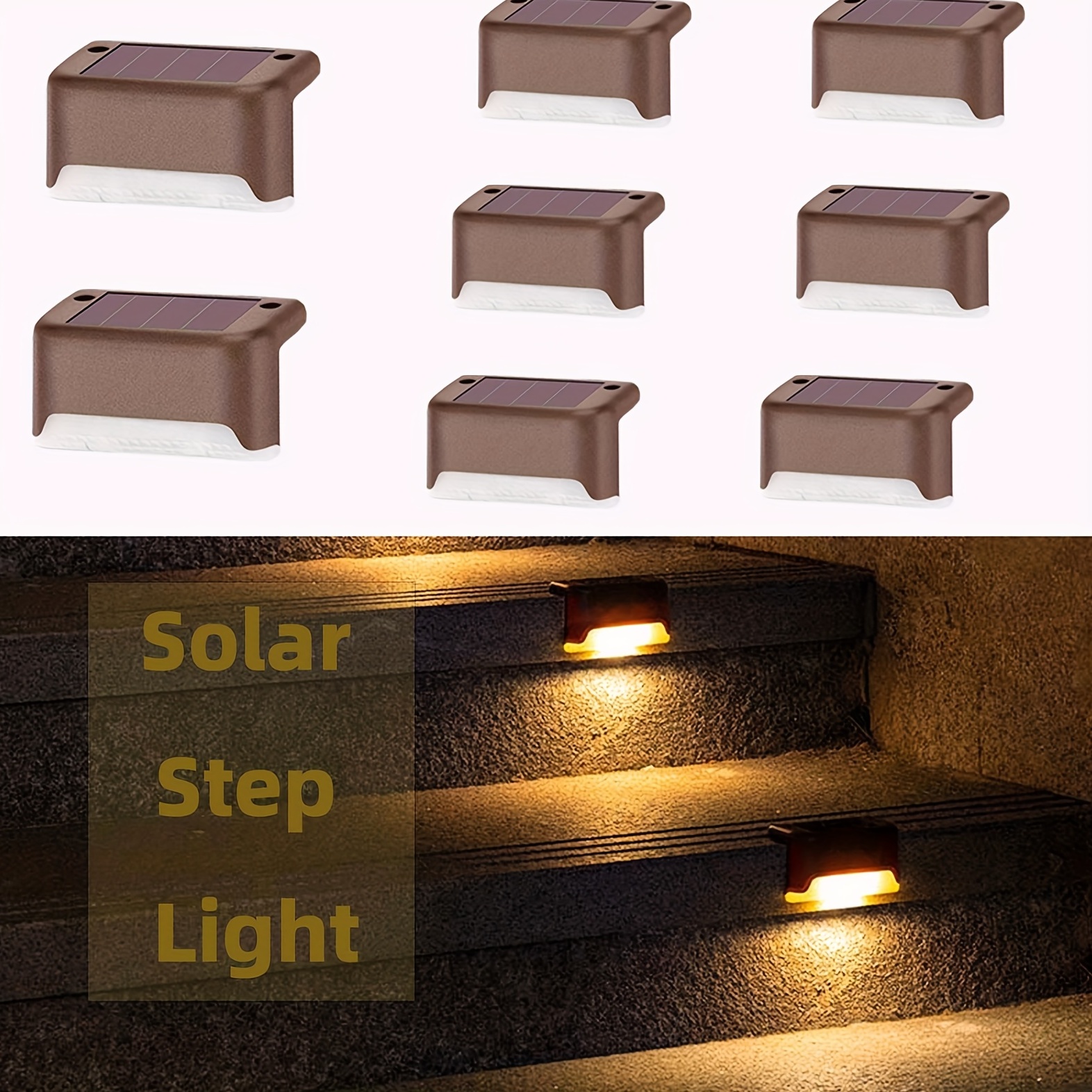 

8 Packs Solar Step Lights, For Fence Steps Stairs Decks Fences Paths Patio Pathway