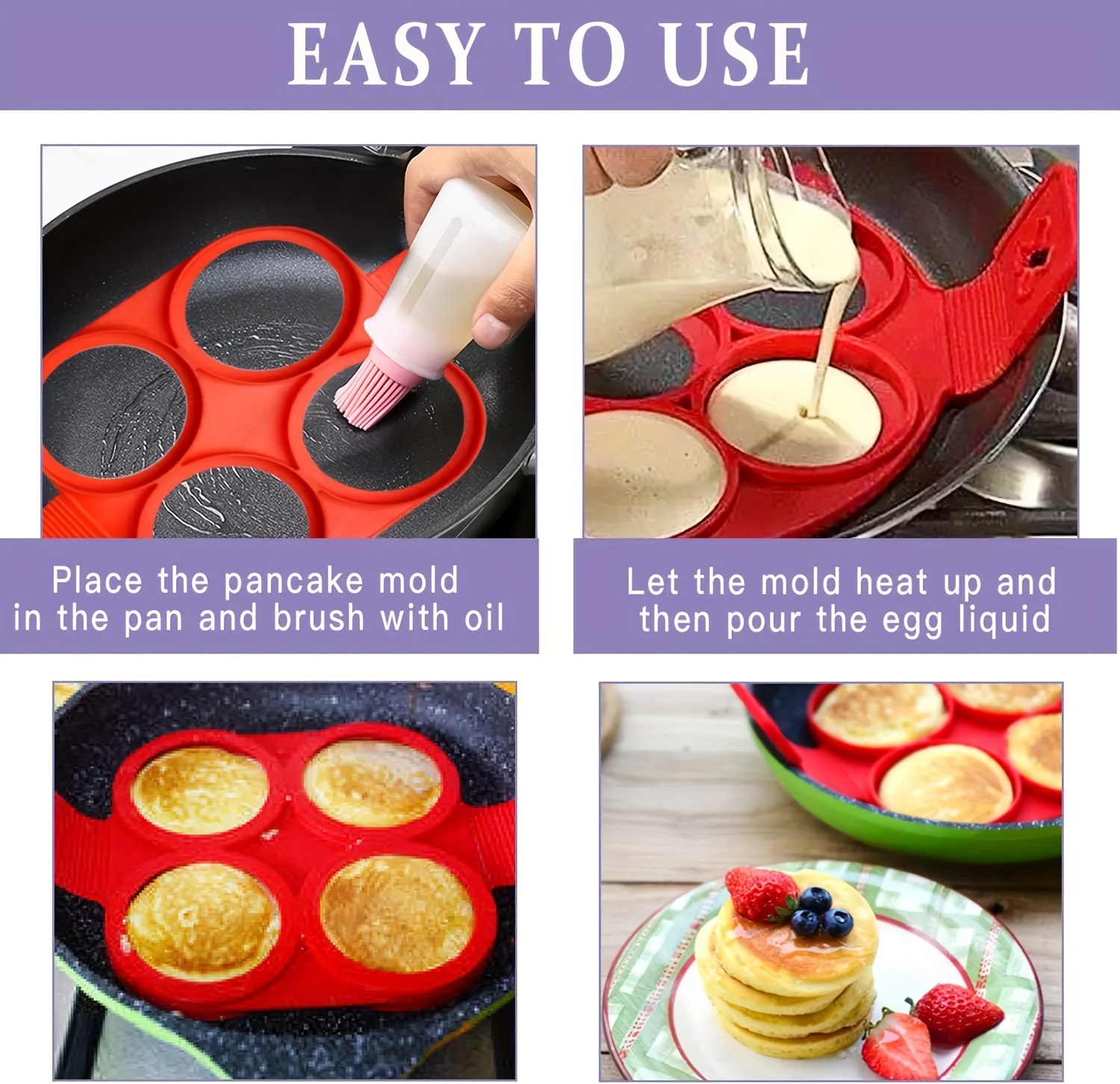 1pc silicone four hole egg   mold   star round shaped multifunctional pancake maker for home kitchen restaurant bento accessories kitchen supplies details 4