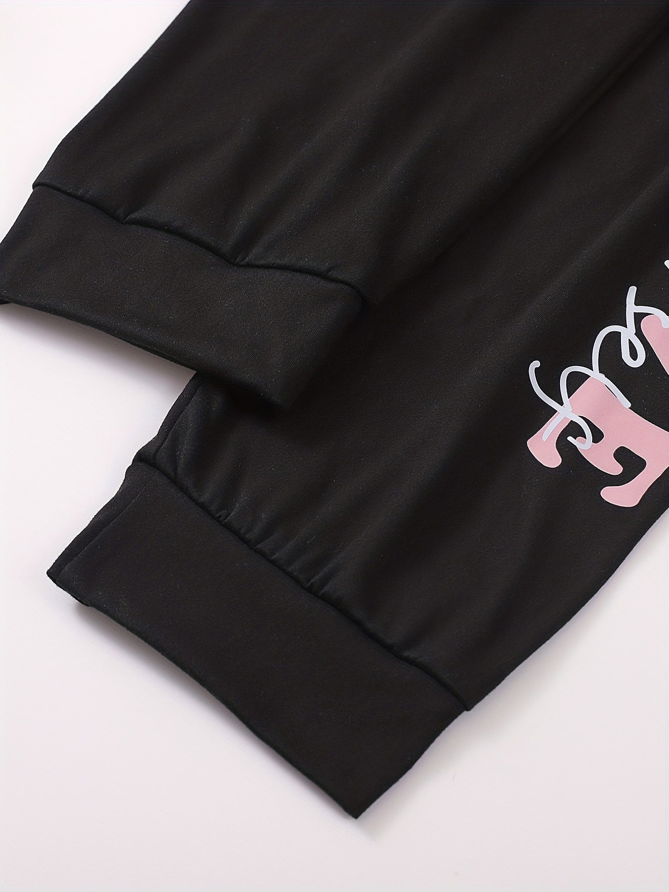 Letter Print Pajama Set Comfy Short Sleeve Top Cozy Long - Temu