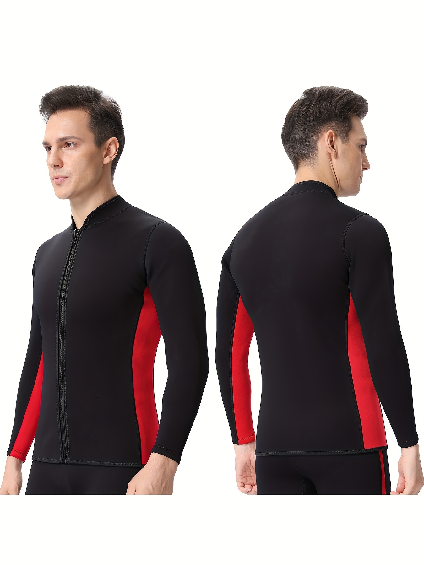 Color Block Men's Wetsuit Top Men's Long Sleeve Slim Fit Zip - Temu Canada