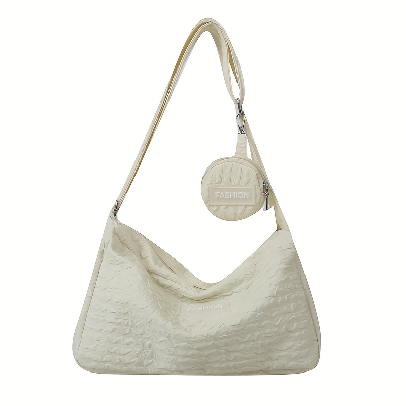 Solid Shoulder Bag Ruched Bag With Mini Round Wallet