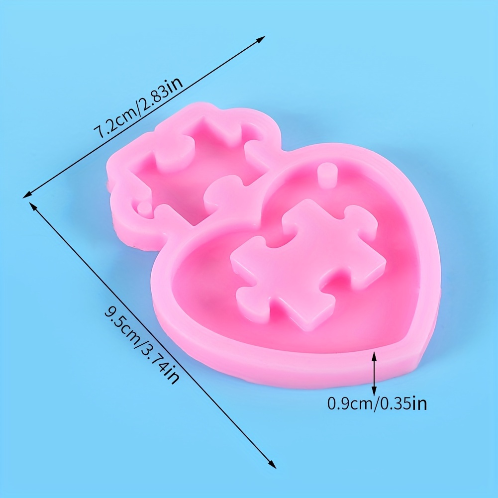Puzzle Silicone Resin Keychain Mold Cute Puzzle Shape Expoy Resin Casting  Mold for Jewelry and Keychain Making DIY Creative Resin Pendant Ideal Gift