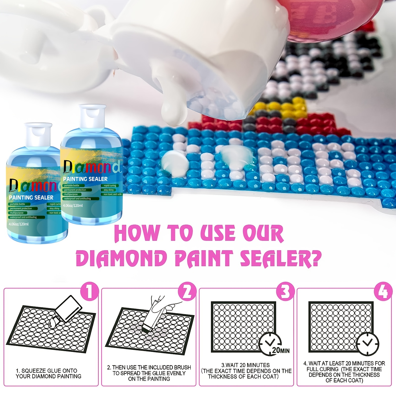 Diamond Painting Sealer Kits With Brushes Diamond Art Sealer - Temu