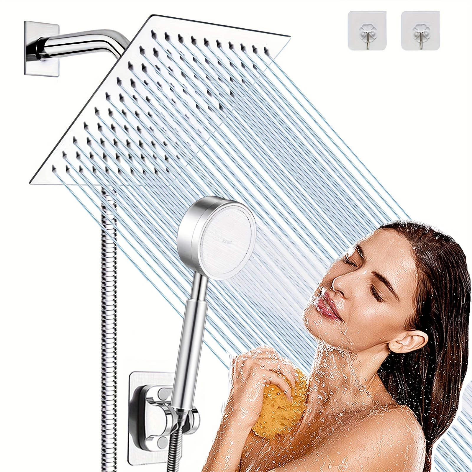 1 pieza plata ducha minimalista de acero inoxidable Alcachofa de ducha  Manguera para cuarto de baño, Mode de Mujer