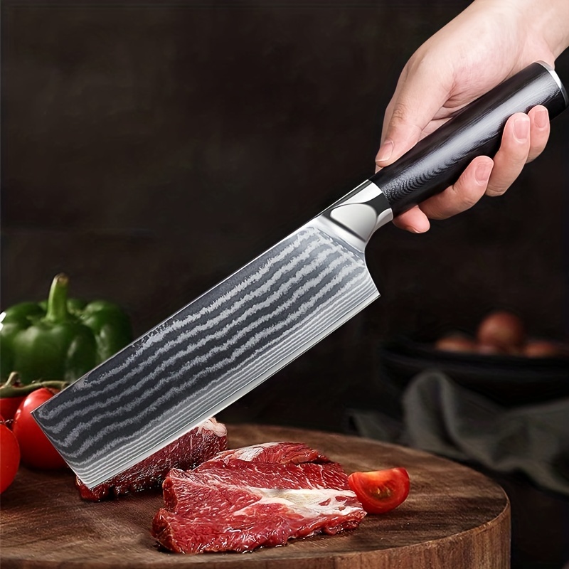 3pcs, Kichen Knife Set, 7in Meat Cleaver, 7in Santoku Knife And 4.5in  Paring Knife, Kitchen Gadgets, Kitchen Accessories