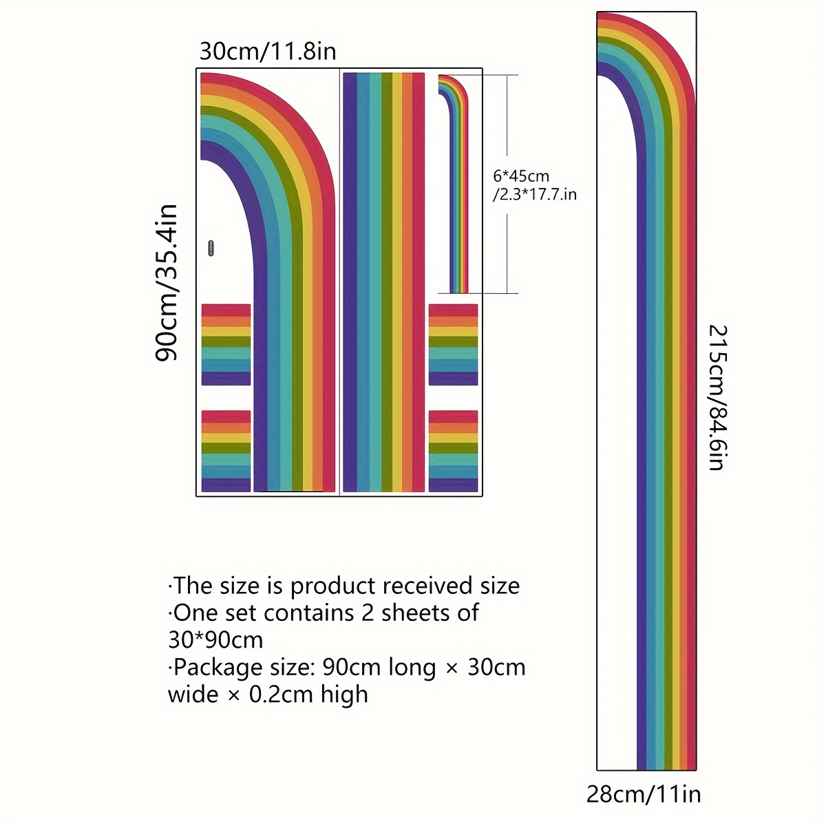 A Set Of 2 Creative Large-size Rainbow Wall Stickers For Living Room And Room Decoration