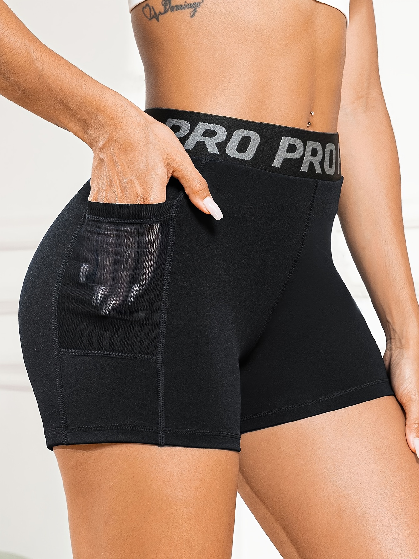 Women Activewear Workout Bike Yoga Shorts with Pocket Stretch High