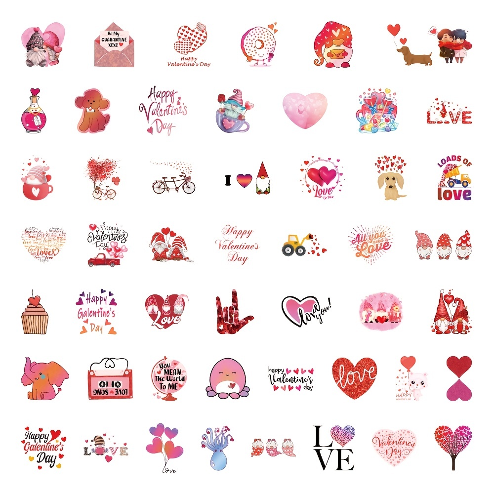 Valentine's Day Stickers Non repeating Vinyl Waterproof - Temu