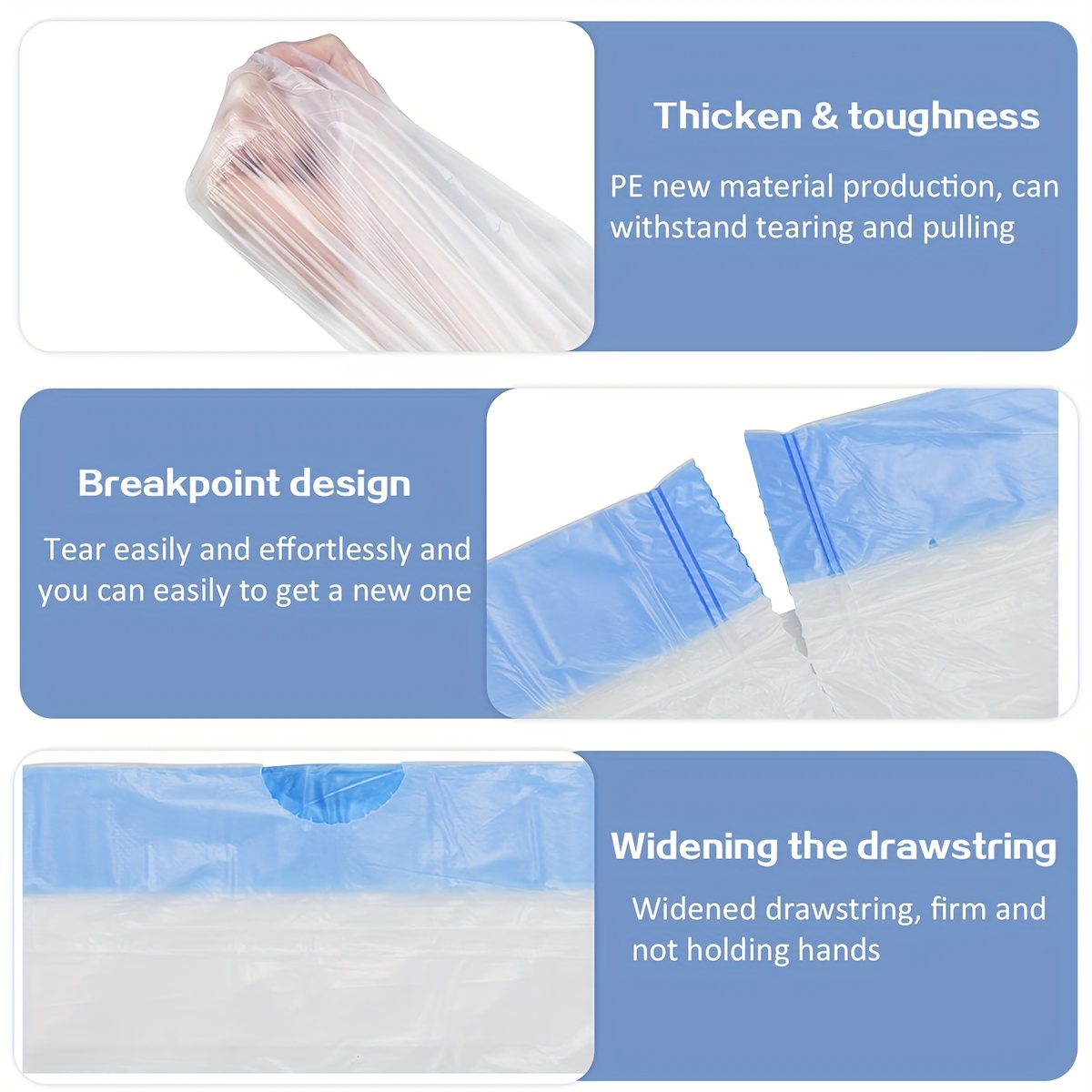 15pcs/roll Drawstring Trash Bags With Automatic Closing, Easy To Close By  Tearing Off