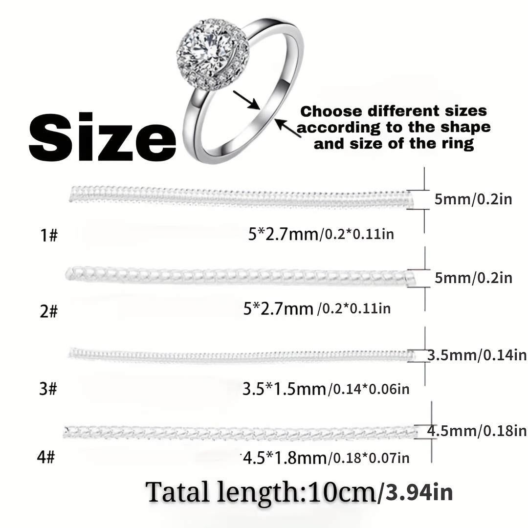 5 piezas Ajustador de tamaño de anillo transparente, Mode de Mujer