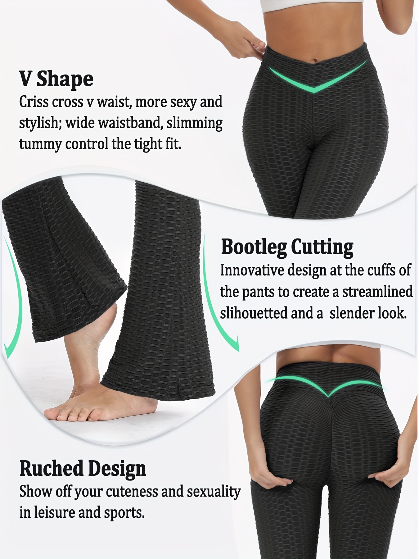 Women's Cross Waist Scrunch Booty Yoga Leggings with Pocket Workout Active  Pants 