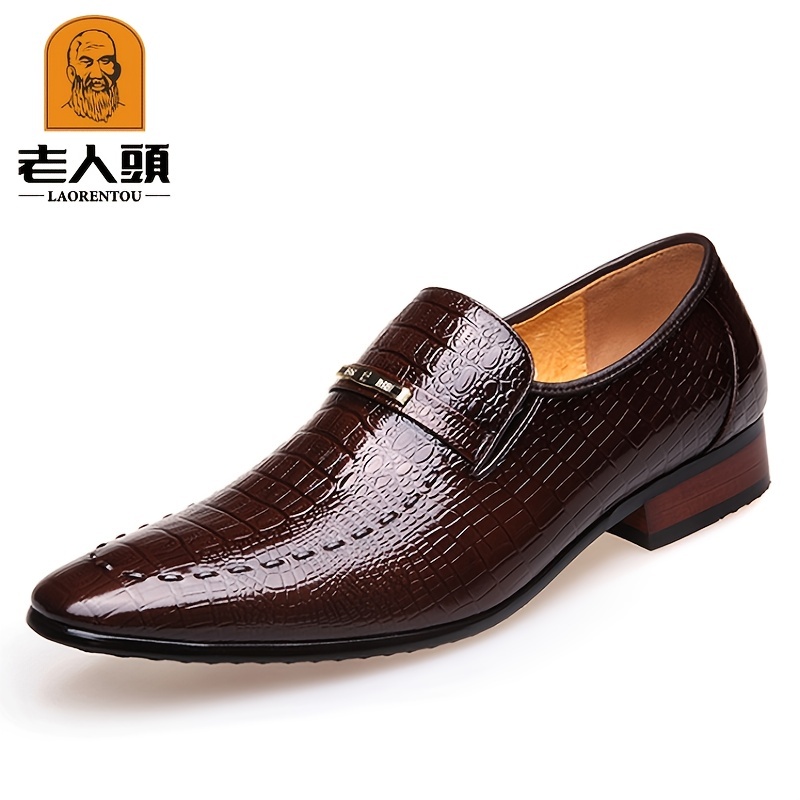 Laorentou Mens Crocodile Embossed Pointed Toe Oxford Shoes Business ...