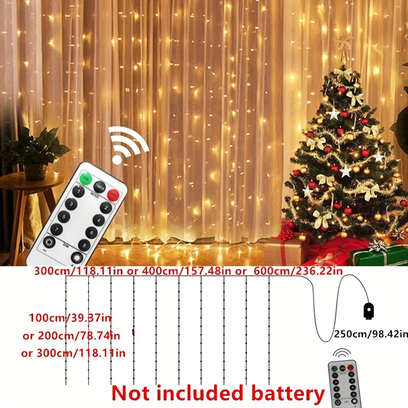 Led Curtain String Lights With Remote Control Christmas - Temu