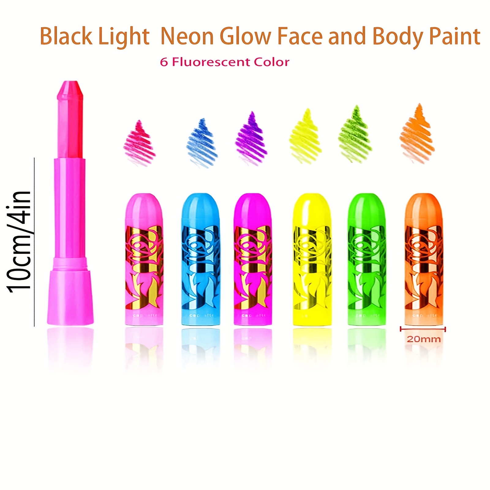 18 Pack Glow in The Dark Paint, Glow in The Dark Face Body Paint Glow  Sticks Makeup Face Painting Kits for Kids Adult, Neon Face Paint Crayons UV