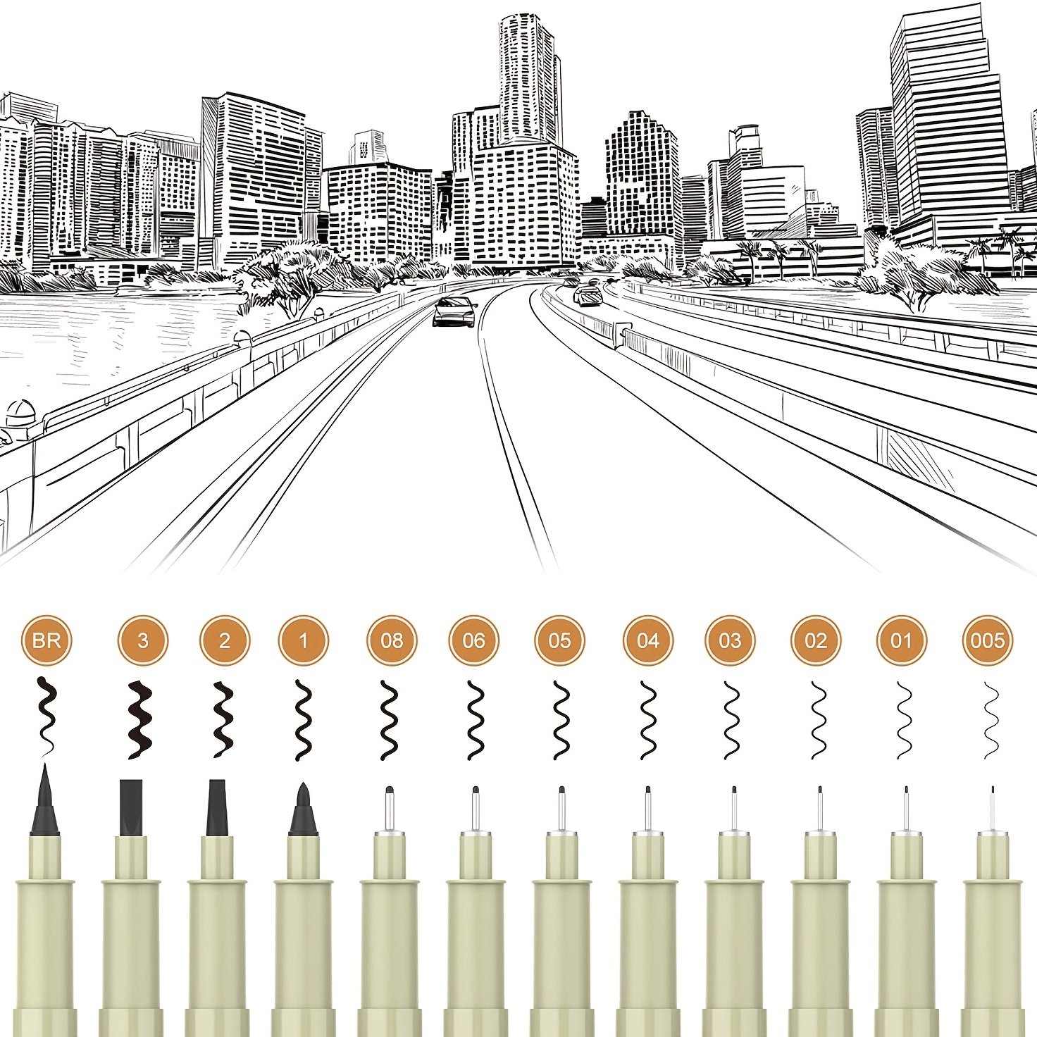 Black Drawing Pens,12 Art Pens Set,Fineliner Ink Pens,Micro-Pens,Manga –  Loomini