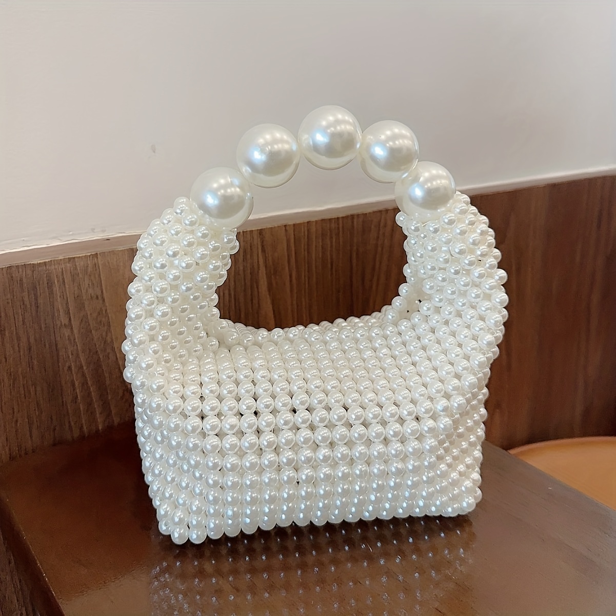 Trendy Faux Pearl Straw Decor Satchel Bag, Drawstring Design Satchel Bag,  Niche Handbag - Temu