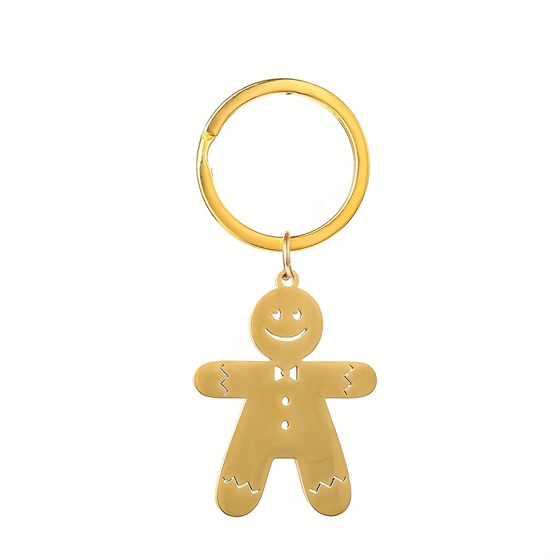Creative Gingerbread Man Stainless Steel Keychain - Temu