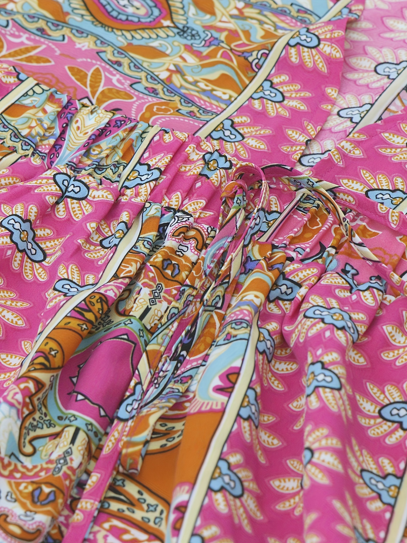 Paisley Print 2pc Set Tribal Kimono & Shorts