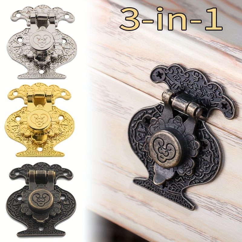 Antique Decorative Hasp Latch For Wooden Case Jewelry Gift Box, Home  Furniture Buckle Clasp Lock With Screws Flush Pull Slam - Temu