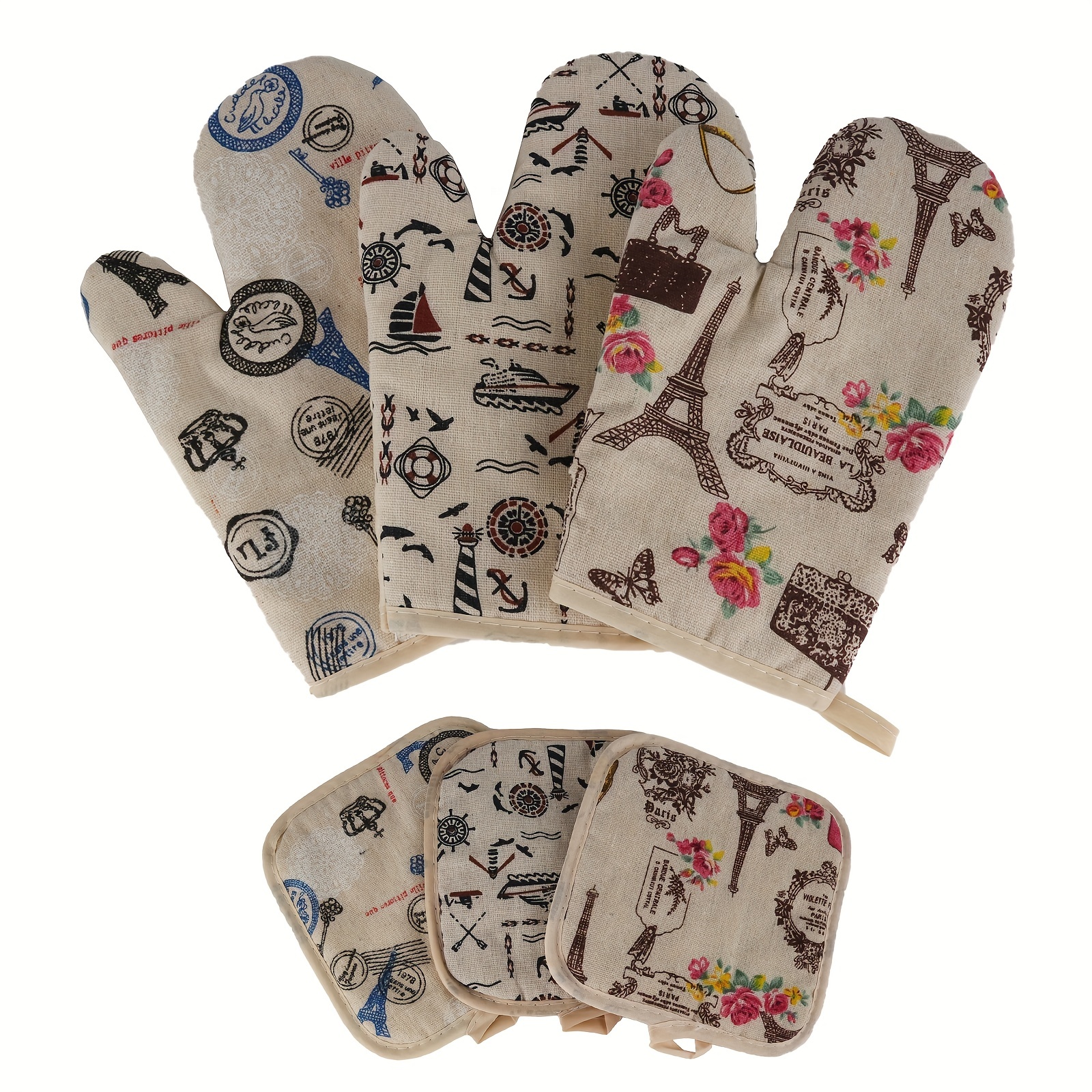 Sailboats Oven Mitts And Potholders, Beige Background, Non-slip Heat  Resistant Oven Gloves For Cooking And Baking, Hot Pads For Hot Pans And  Pots, Linen Fabrics, Home Kitchen Supplies - Temu