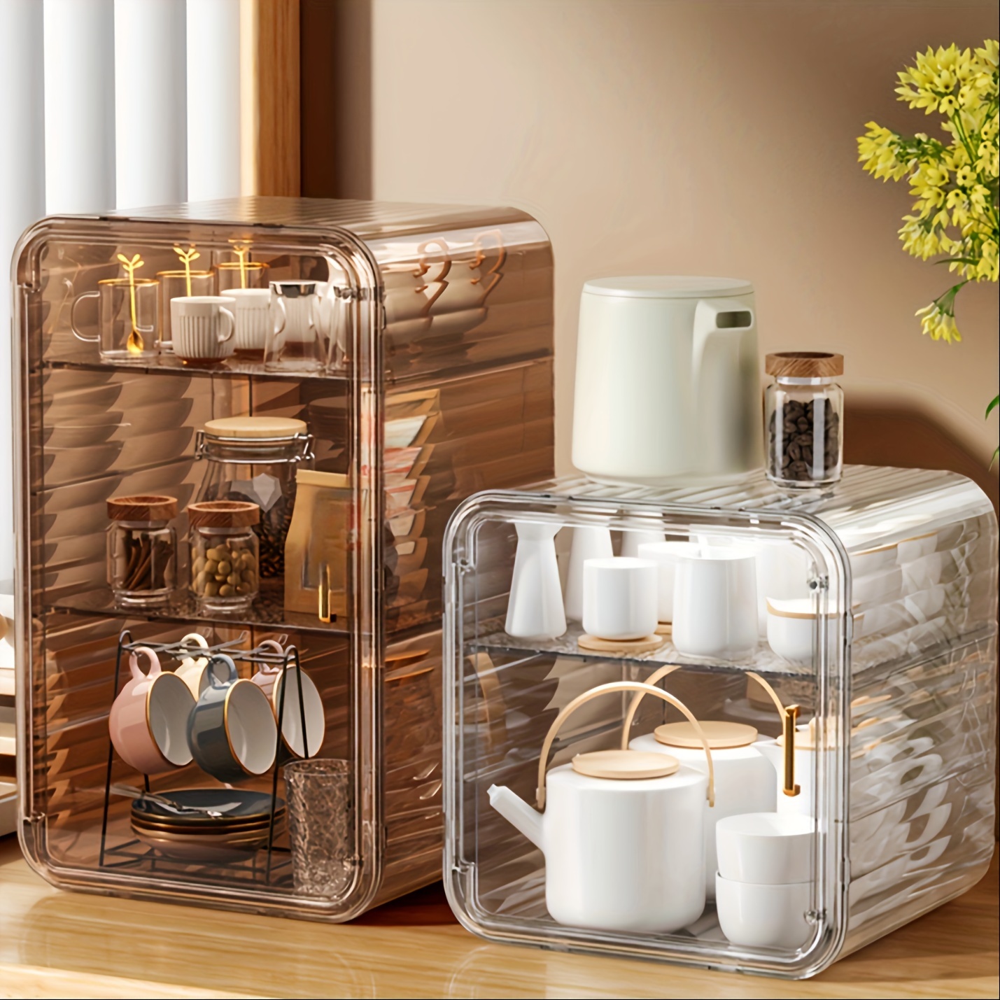 Organizer per stazioni di caffè, porta cialde da caffè in legno con  cassetto, accessori da bar da bancone, organizer per bustine di tè,  organizer per condimenti per bar, bar, caffè, regalo per