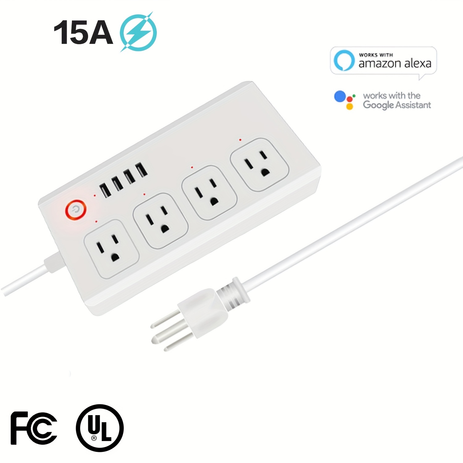 Smart Power Strip Wifi Plug: 4 Ac Outlets, 4 Usb Ports, Remote Control  Timing, Compatible With Alexa, Google Home & Ifttt - Surge Protector White  - Temu