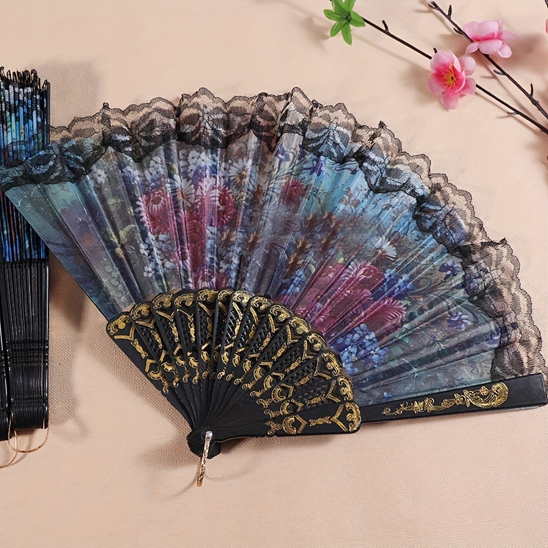 Feather Fan, Dance Fan, Lace Fluffy Folding Fan, Woman Hand Fan Folding Fan, Cosplay Folding Fan, Shooting Props,Gifts for Her,Temu