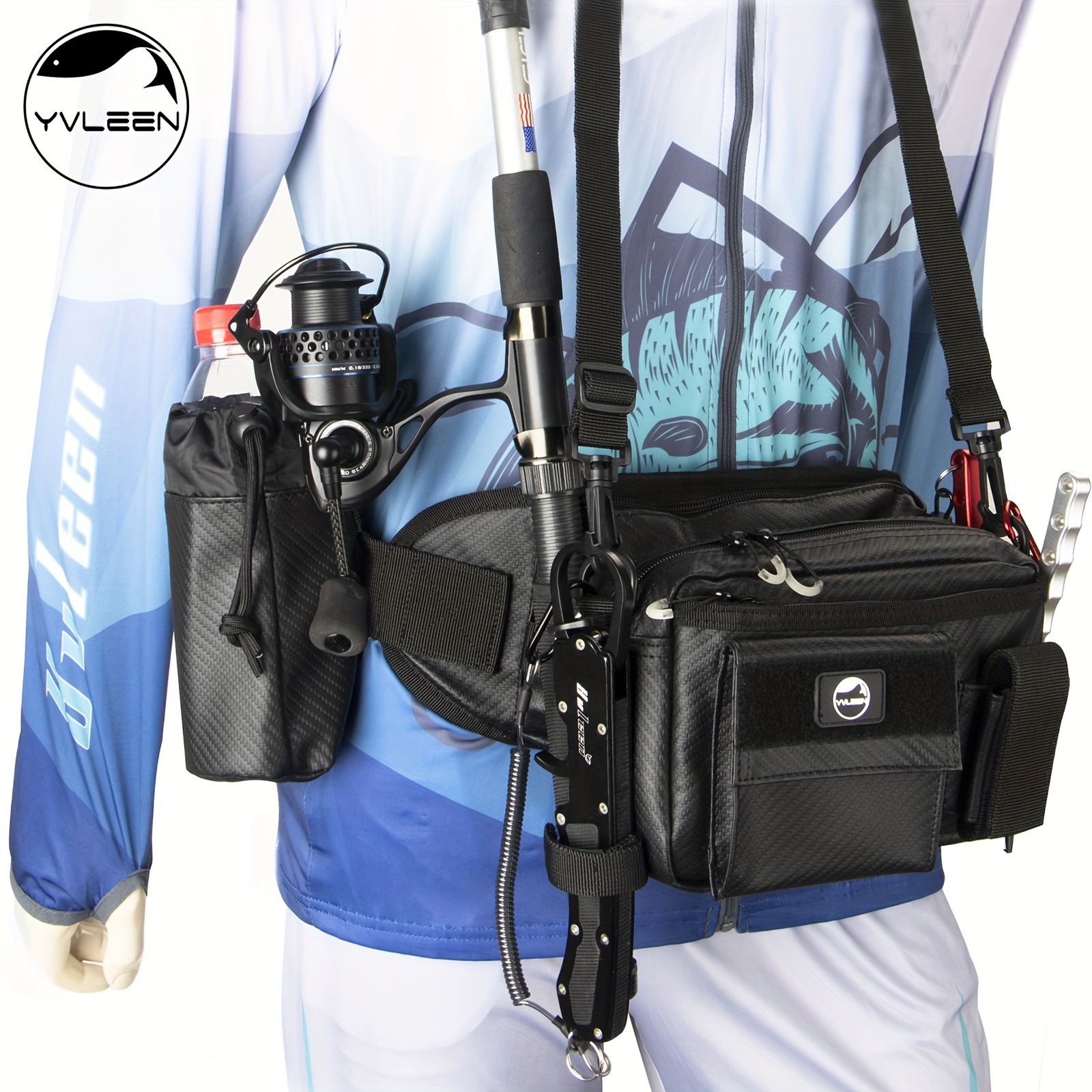 Water Resistant Fishing Tackle Bag With Rod Holder Portable - Temu Canada