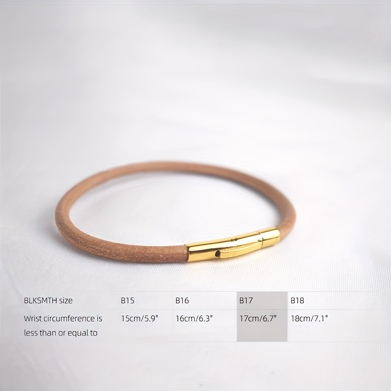 TEMU Leather Cowhide Ladies Minimalist Plain Leather Bracelet Elegant Bangle