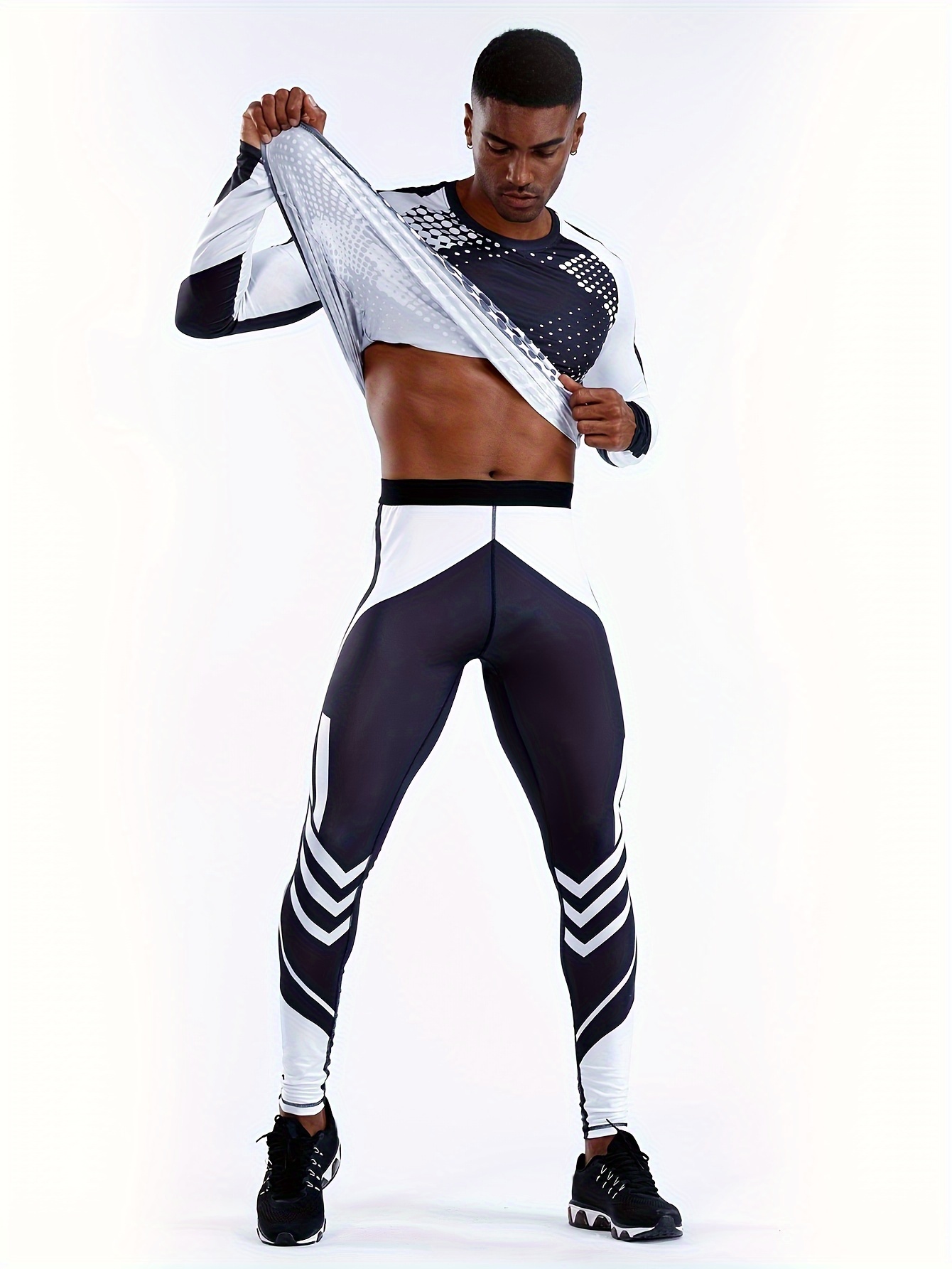 Men's Sports Running Set Compression Shirt + Pants Skin - Temu Netherlands