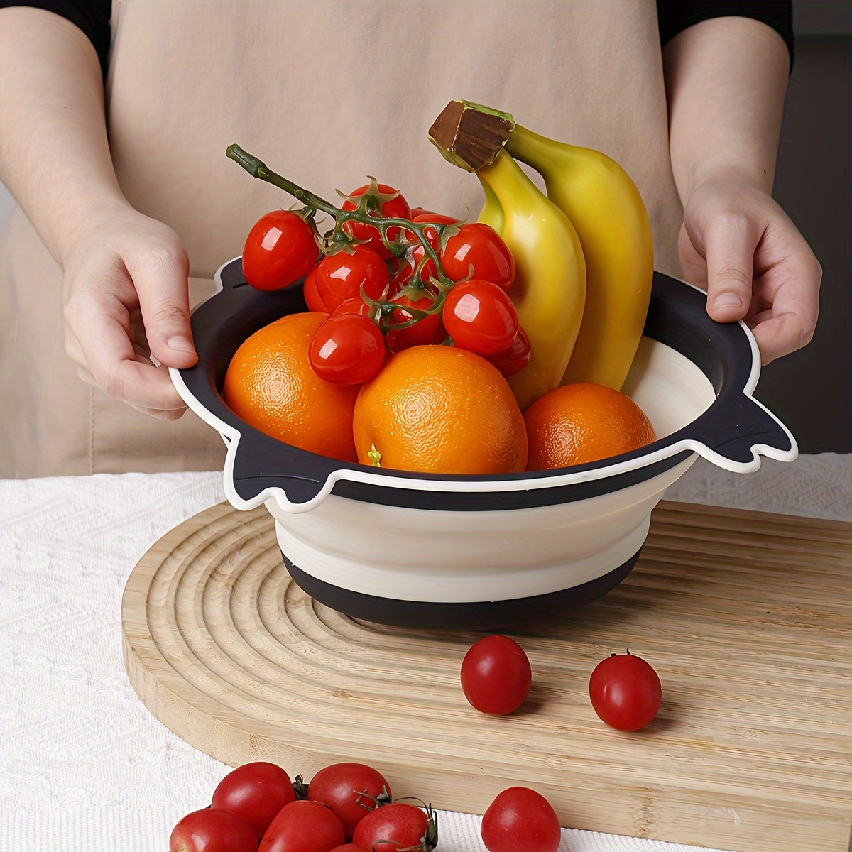 1pc Colador Silicona Plegable Cesta Lavado Frutas Verduras - Temu