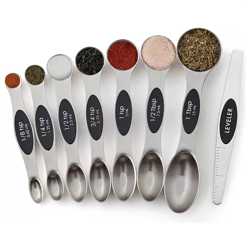 Stainless Steel Magnetic Measuring Spoons Set Dual Sided For - Temu