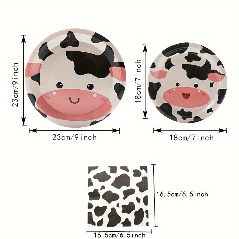Cow Birthday Party Tableware Kit For 16 Guests