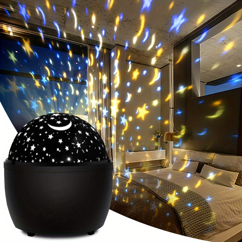 Lumière décorative rotative LED étoile lampe veilleuse bébé avec minuterie  6 films de projection 12 couleurs
