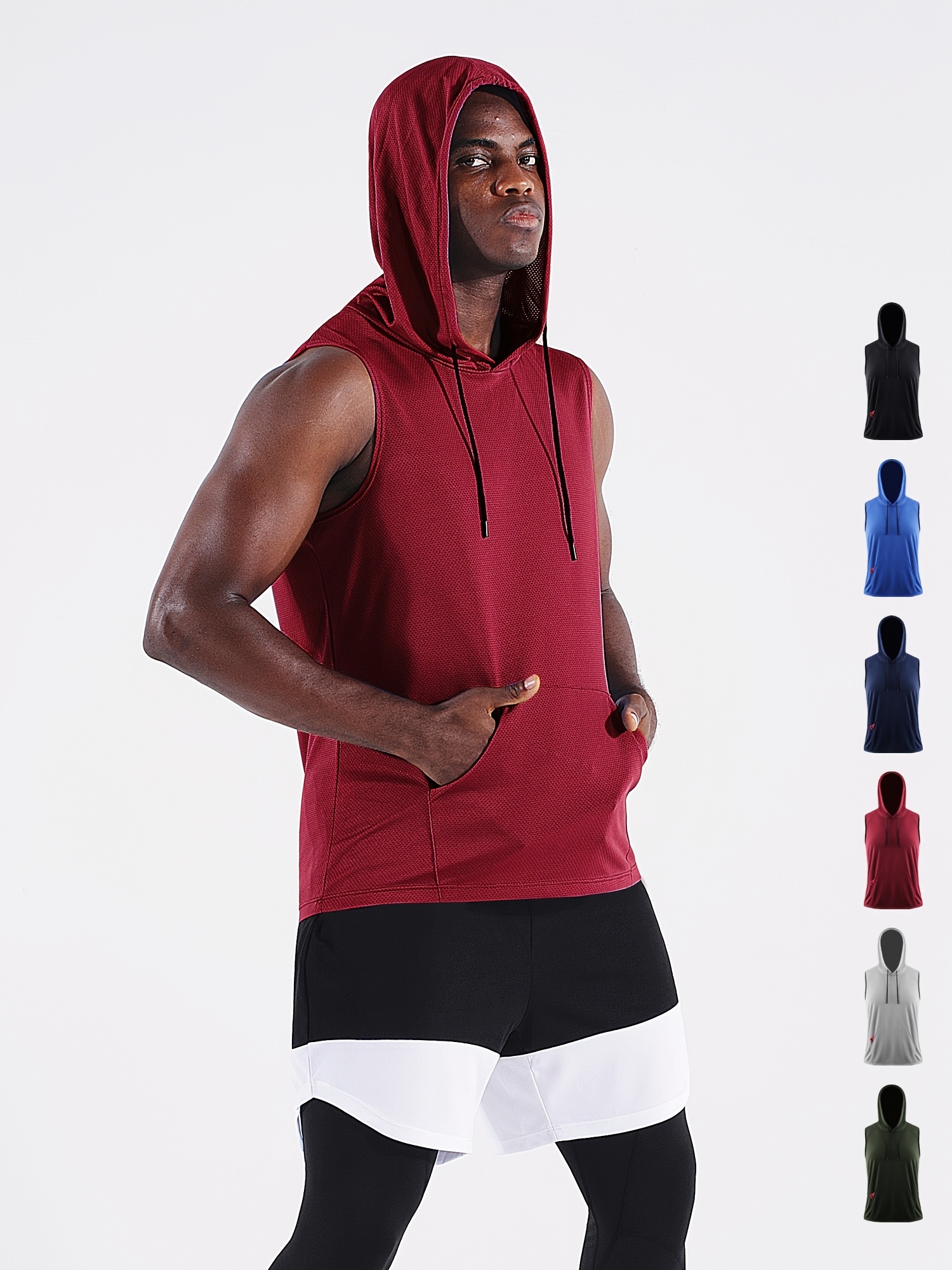 Men's Hooded Quick drying Sports Vest Breathable Elastic - Temu