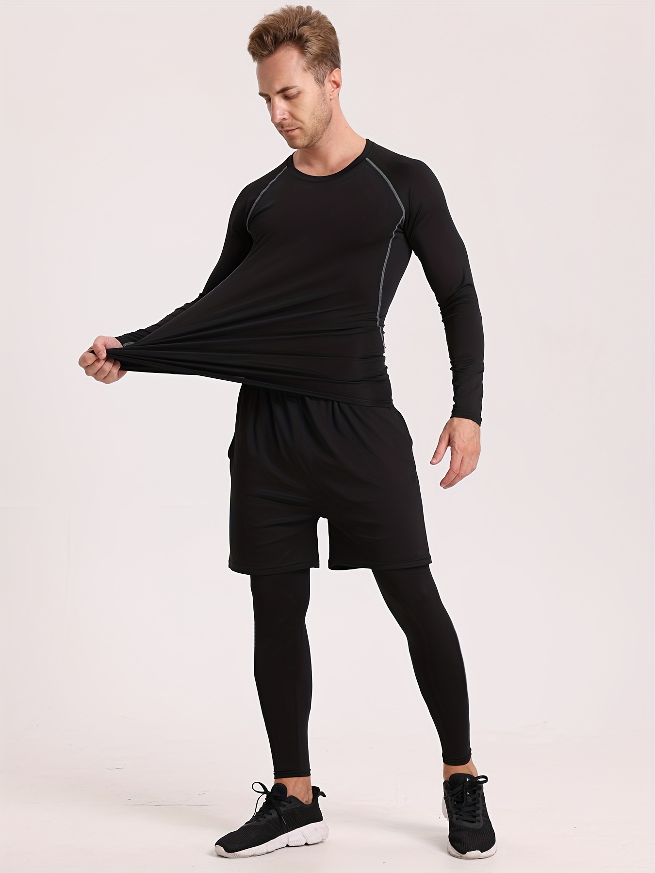 Thermal Underwear Men's Quick Dry Fleece Compression Shirt - Temu Canada