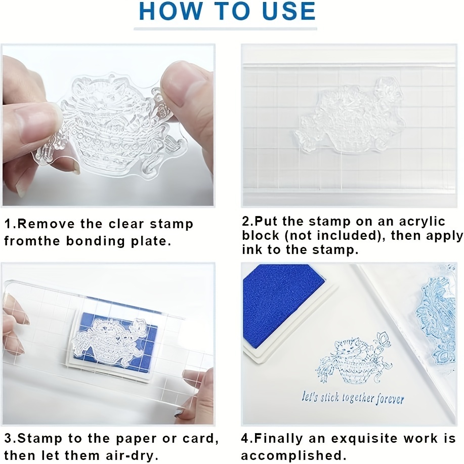 9Pcs/set Transparent Acrylic Clear Stamp Block Pad Scrapbooking