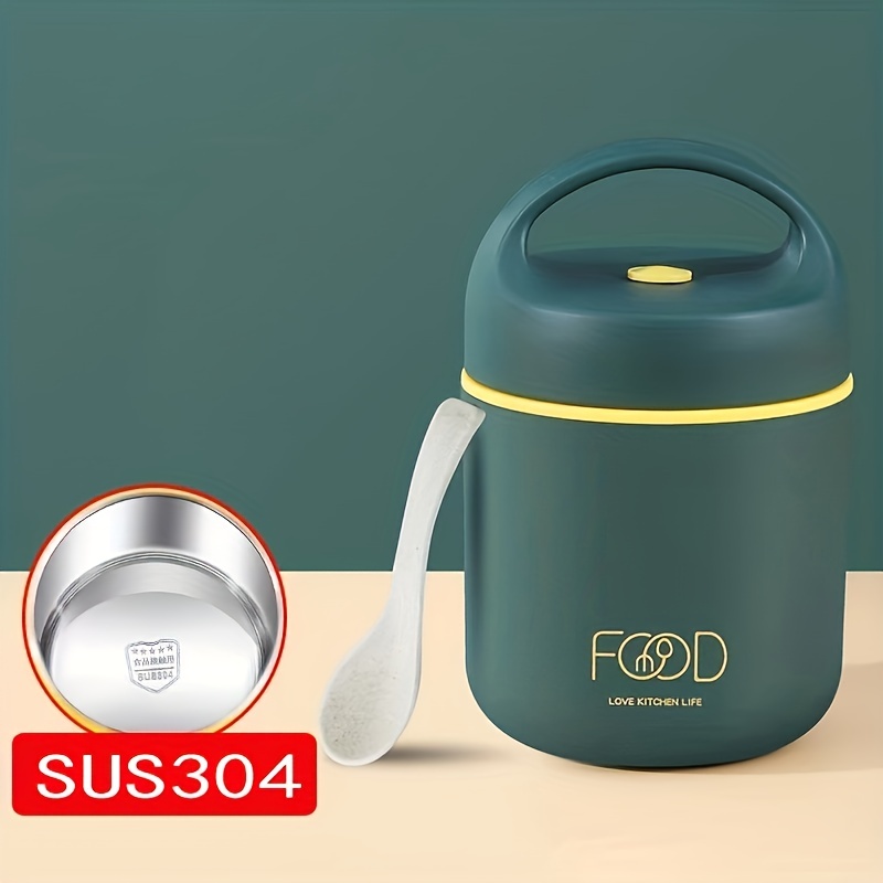 1pc, Insulated Lunch Box, 430ml/14.5oz Stainless Steel Bento Box, Round  Cylindrical Food Container For Soup, Porridge And More, For School Students  An