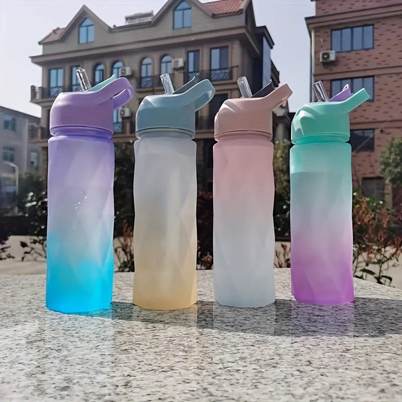 1pc Plastic Water Bottle, Modern Gradient Color Portable Water Bottle For  Home