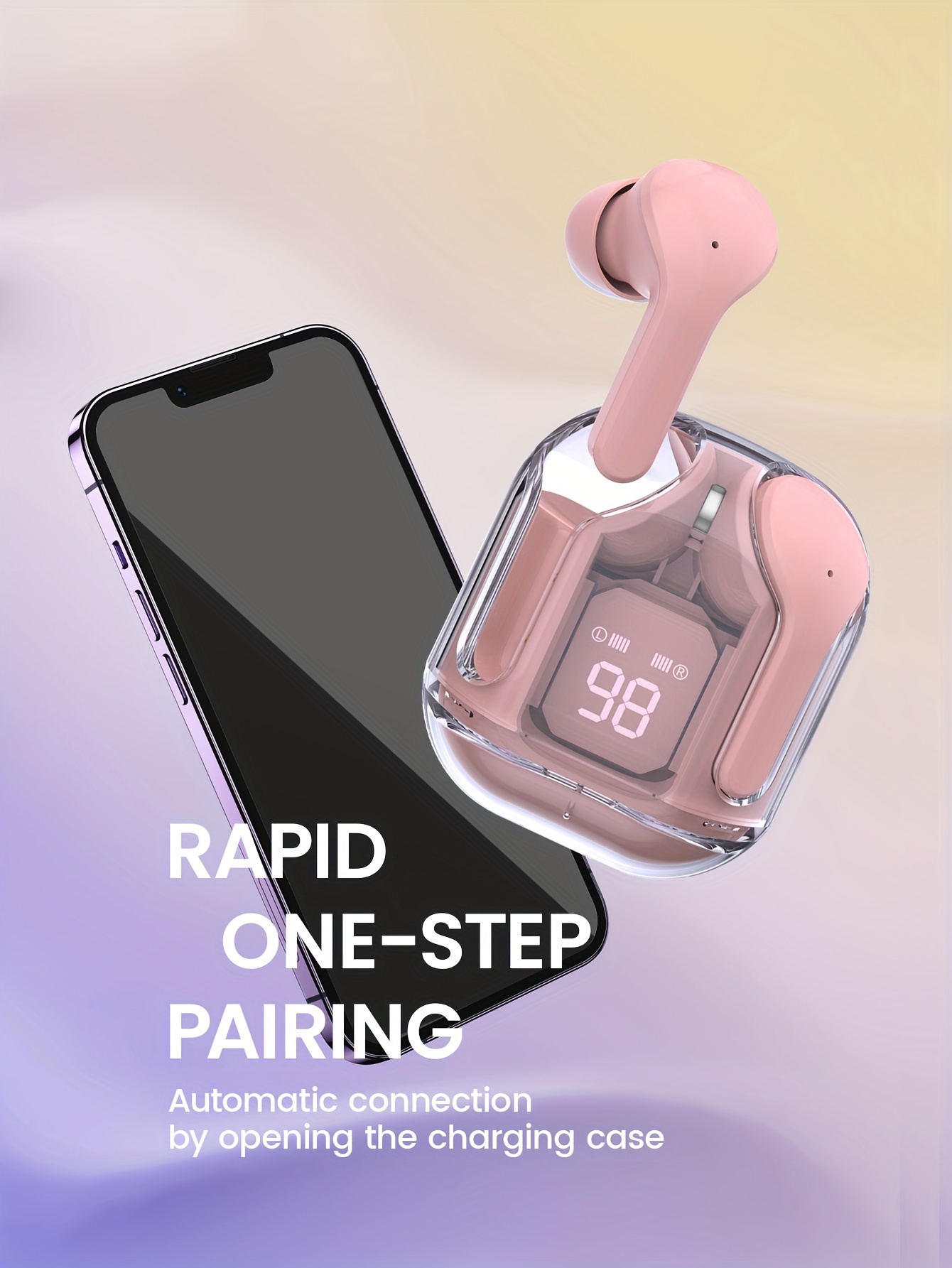 Transparent TWS, No Lid Design, Wireless V5.3 Colorful True Wireless Stereo Earbuds, Silicone In-ear, Touch Button, Hands-free Headset, Battery Capac_voghion.com