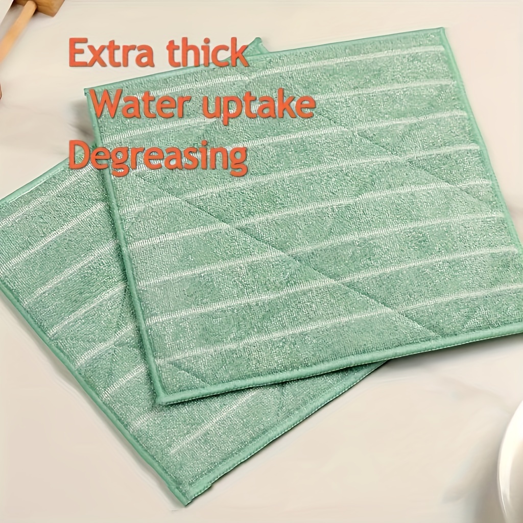 

2/3/6pcs Bamboo Fiber Dish Towel, Microfiber Soft Dishcloth, Double-sided Thickened Lint Free Absorbent Dish Towel, Multifunctional Cleaning Rags, Scouring Pads, Kitchen Accessories, Cleaning Supplies