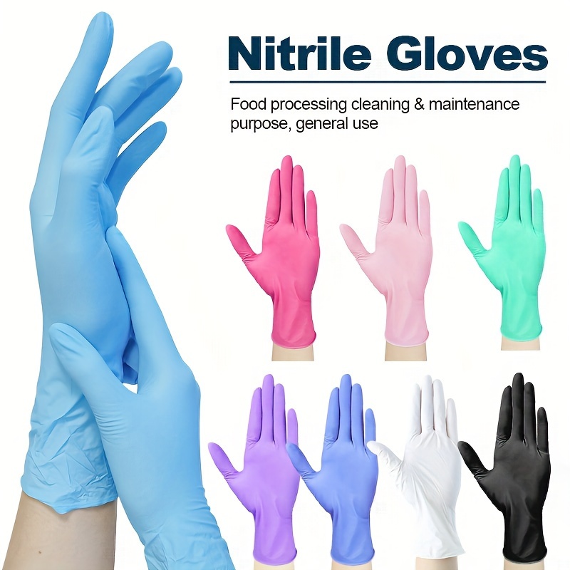 Guantes desechables de nitrilo, 6 mil, guantes desechables azules  resistentes, guantes de cocina, guantes mecánicos, sin látex, sin polvo