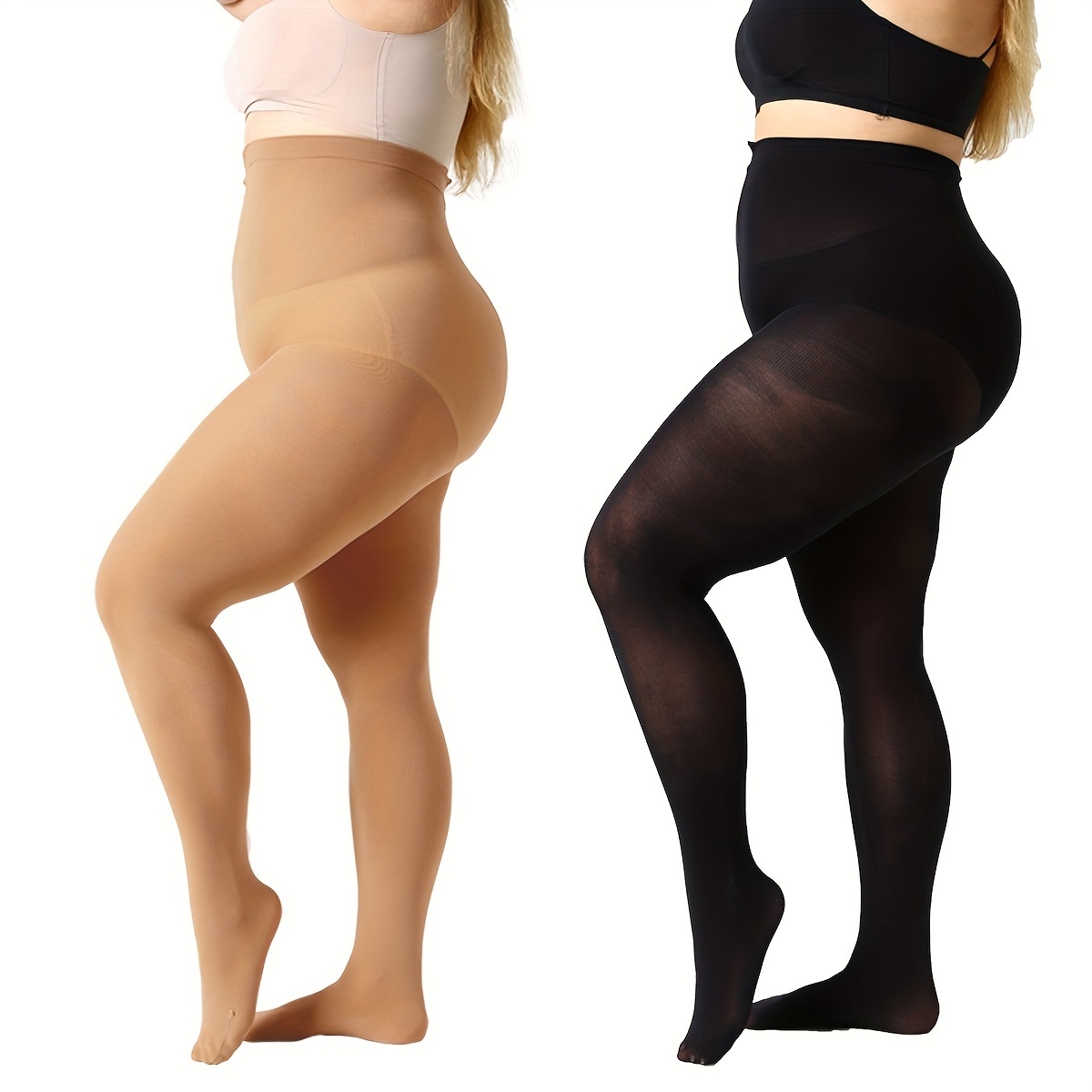 Plus Size Casual Tights Women's Plus 80d Control Top Tummy - Temu Canada