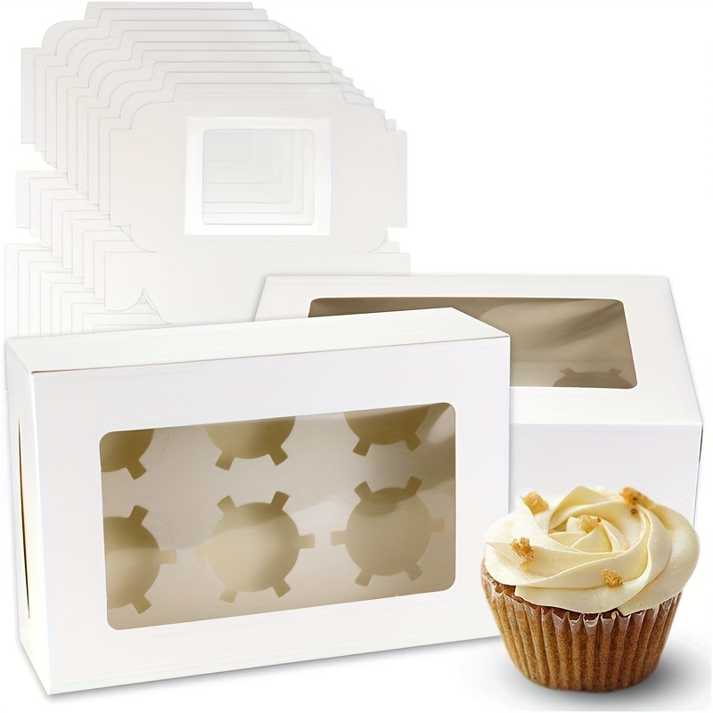 Cupcake Boxes 50 Pcs White Individual Cupcake Box, Single Cupcake Containers  Cardboard Holders With Inserts And Window For Muffins Cocoa Bombs Packagi