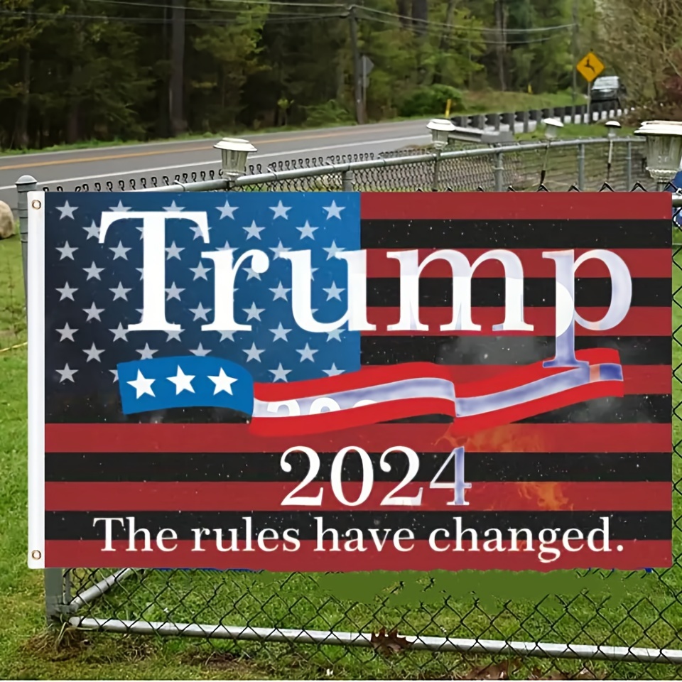 1pc trump 2024 flag 3ft 5ft 90cm 150cm printed reelection rules have changed flag durable polyester with two brass grommets double spliced patriotic outdoor and indoor decorative banner