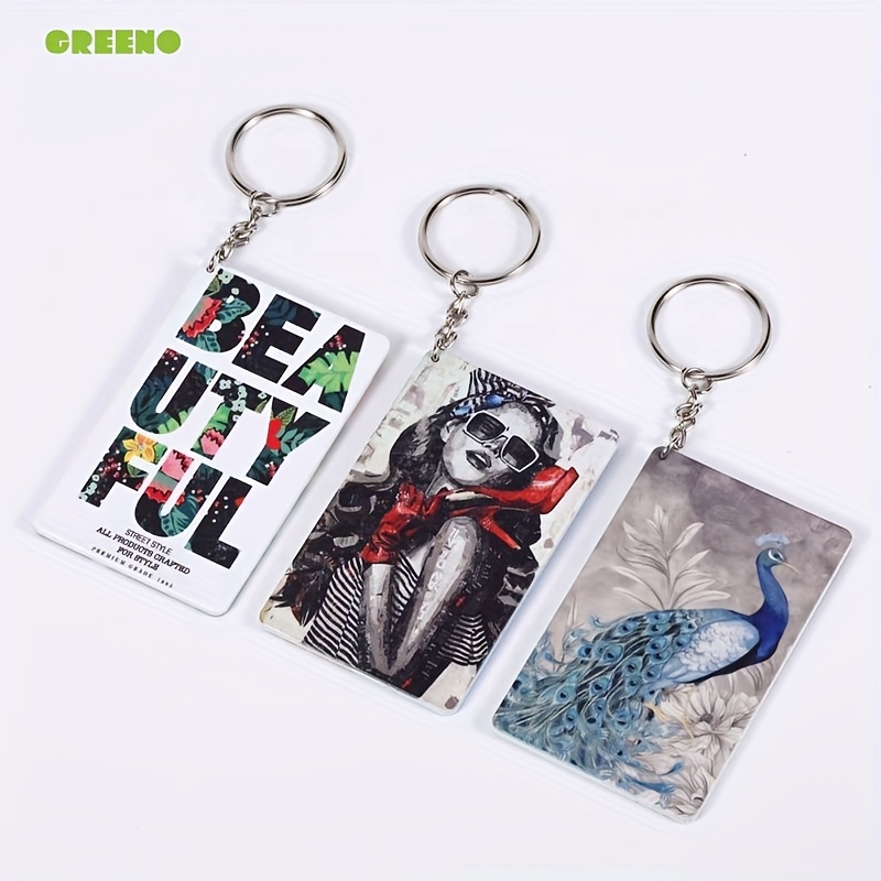 10pcs Plastic Sublimation Key Chain Rectangle Backpack Ornament