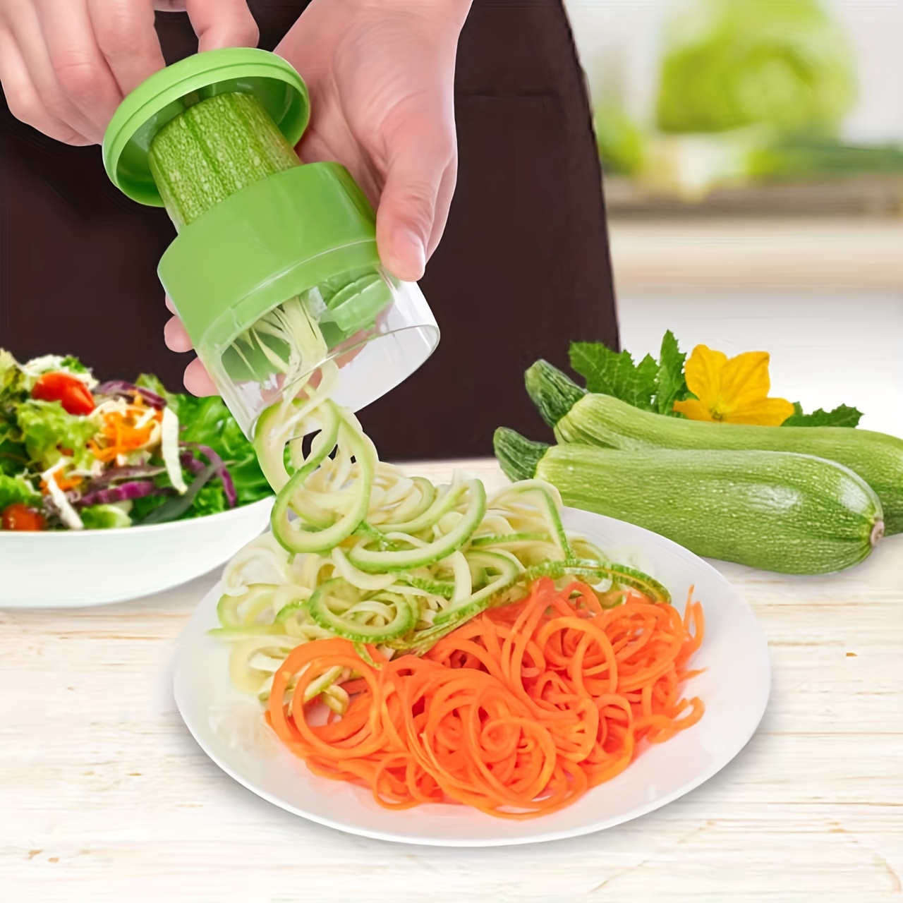 Handheld Spiralizer Vegetable Slicer, Adoric 3 in 1 Veggie Spiral Cutter