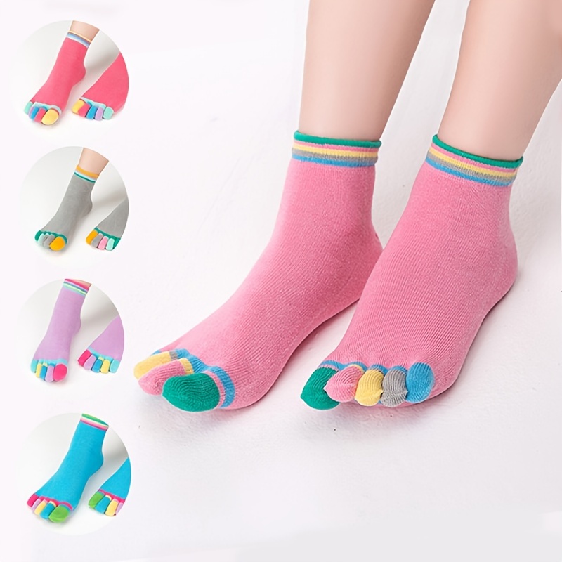 Rainbow Color Striped Yoga Socks Five toe Socks Breathable - Temu United  Kingdom