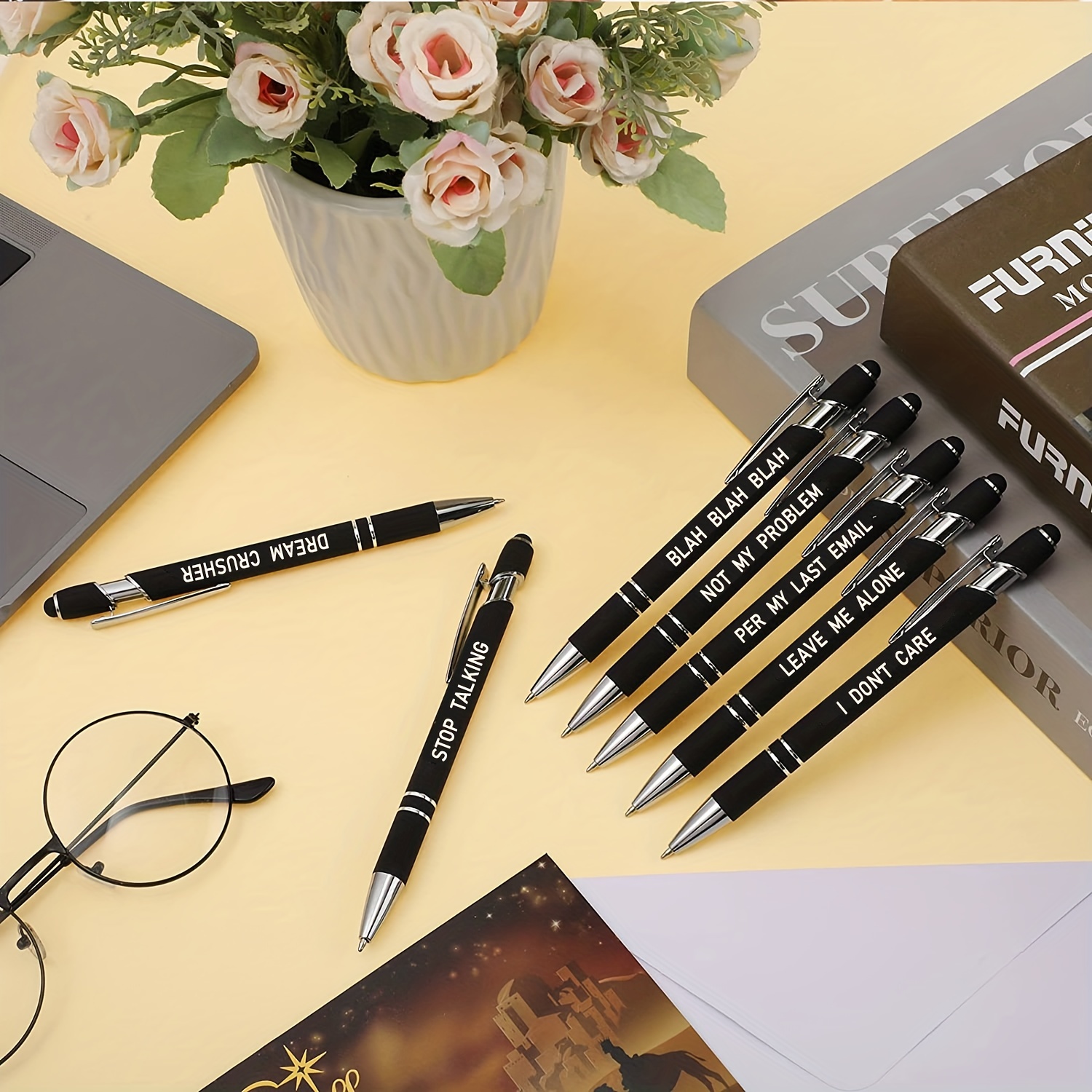 Snarky Negative Office Funny Pens Negative Metal Crystal Pens Complaining  Quotes Pen Bling Bling Ballpoint Pens For Christmas Colleague Friend Boss  Gift, Black Ink - Temu