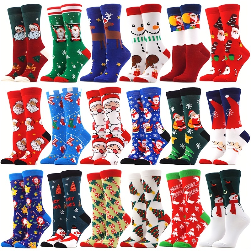 

2/3/5/10 Pairs Unisex Christmas Socks Interesting Christmas Santa Claus Snowflake Elk Crew Happy Socks Men's New Year Interesting Soken